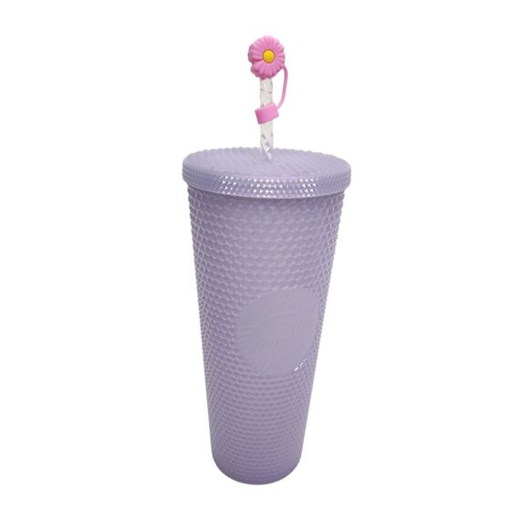 STARBUCKS Venti Cup Tumbler Icy Lilac Studded Bling 24 oz + Topper Winter 2021 - Picture 1 of 7